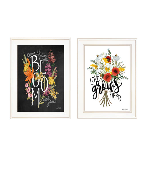 Hivvago Love and Bloom Framed Print Wall Art White 3