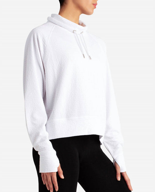 Danskin Textured Pullover Sweatshirt White Large 4