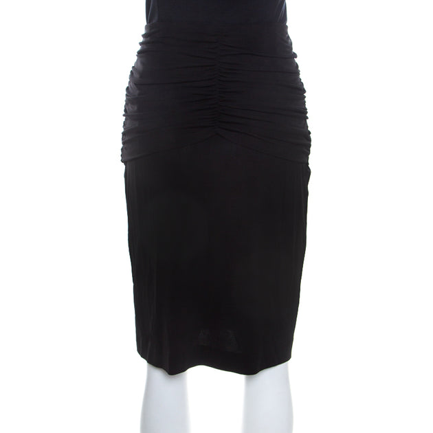 Escada Stretch Jersey Skirt Drape Detail Black Medium 4