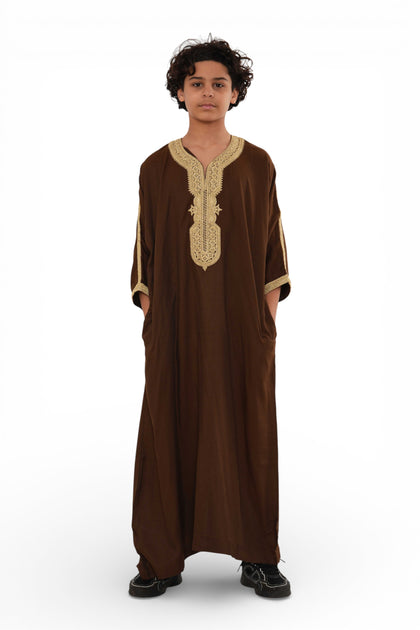K-HM67 Boys Moroccan Thobe Brown 6+ Years 2