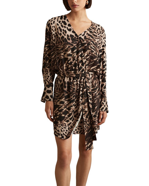 Reiss Zamera Wrap Dress Brown UK 18 2