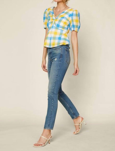 Skies Are Blue Gingham Peplum Blouse Multi XSmall 2