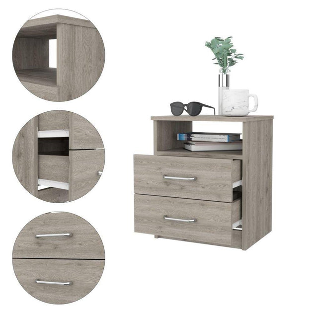 Hivvago 2-Drawer Nightstand Beige 6
