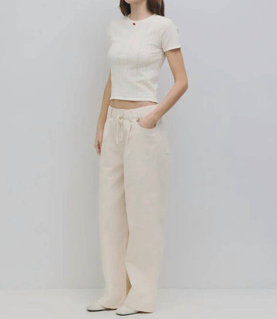 Azalea Cosette Wide Leg Pants Beige Large 4