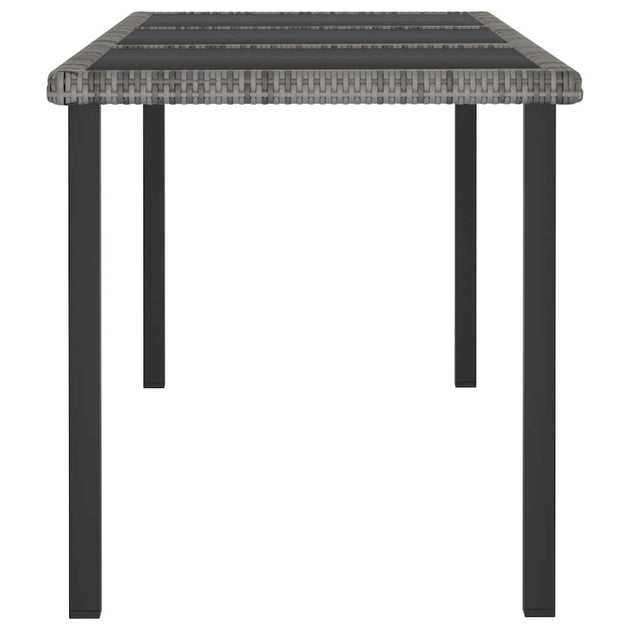 vidaXL Garden Dining Table Gray 70.9x27.6x28.7 in Poly Rattan 4