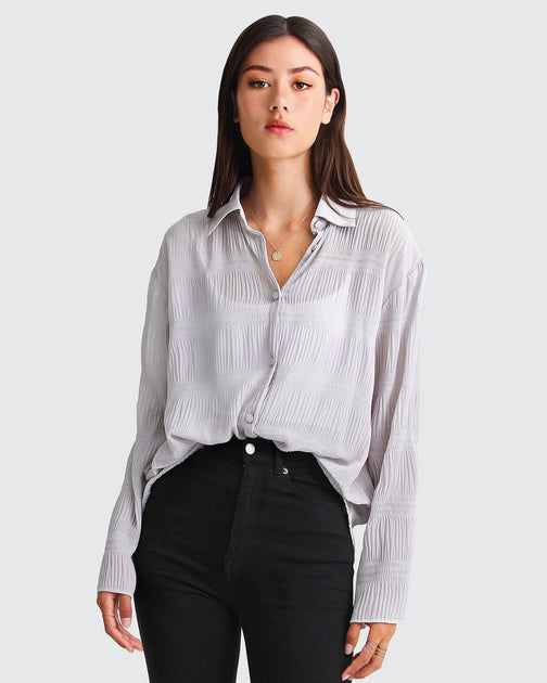 Belle & Bloom Yoko Shirred Chiffon Blouse Gold Small 2