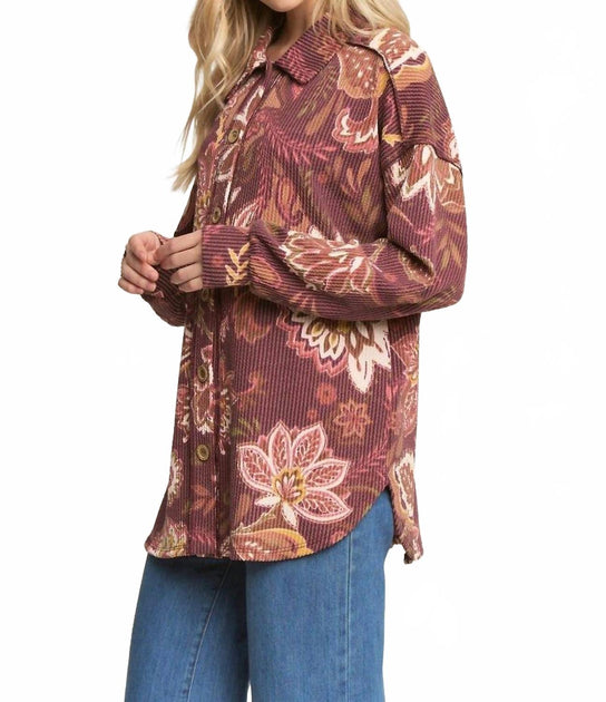 HEIMISH USA Paisley Button Down Shacket White XXL 3