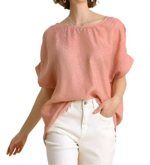 Umgee Animal Jacquard Dolman Ärmelshirt Pink Small 2
