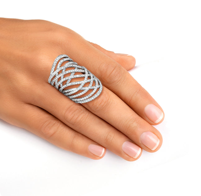 Palm Cubic Zirconia Ring White US 10 4
