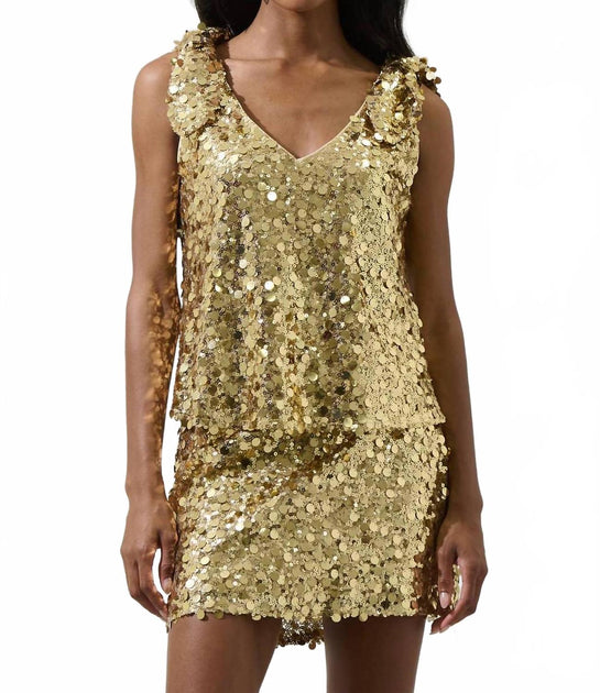 Sugarlips Cressida Sequin Sleeveless Top Gold Medium 2