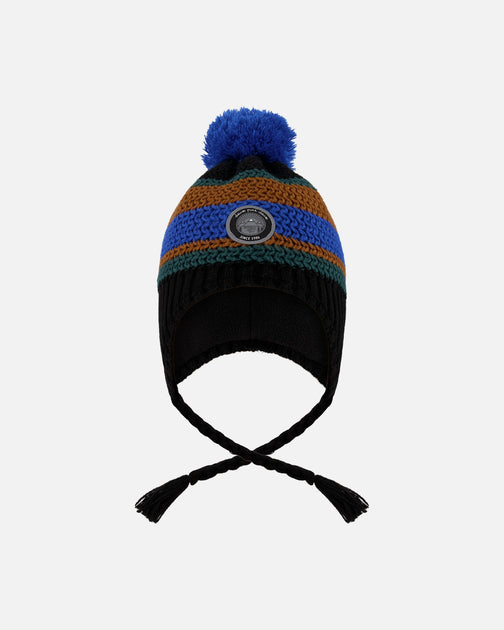 Deux par Deux Peruvian Knit Hat Black/Blue/Brown US 5T 2