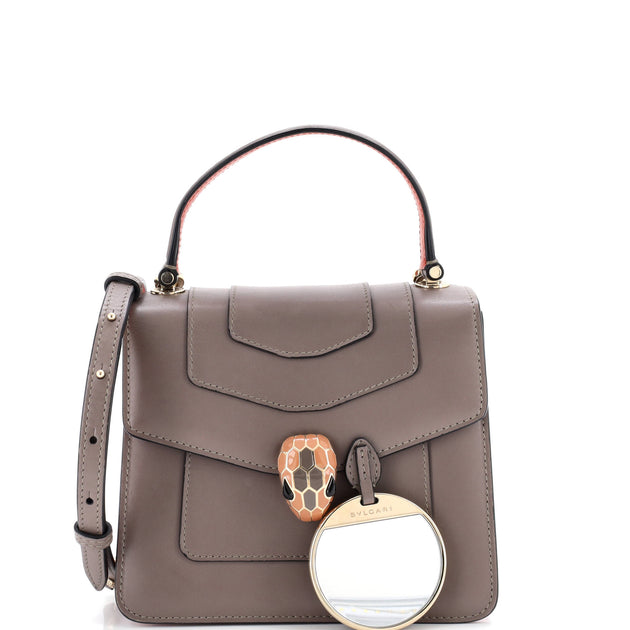 Bvlgari Serpenti Forever Top Handle Bag Leather Small Grey 3