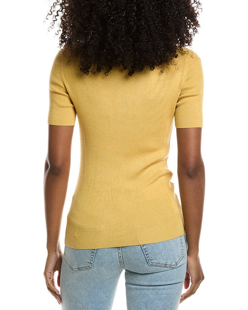Lafayette 148 New York Stand Collar Sweater Yellow XS 3