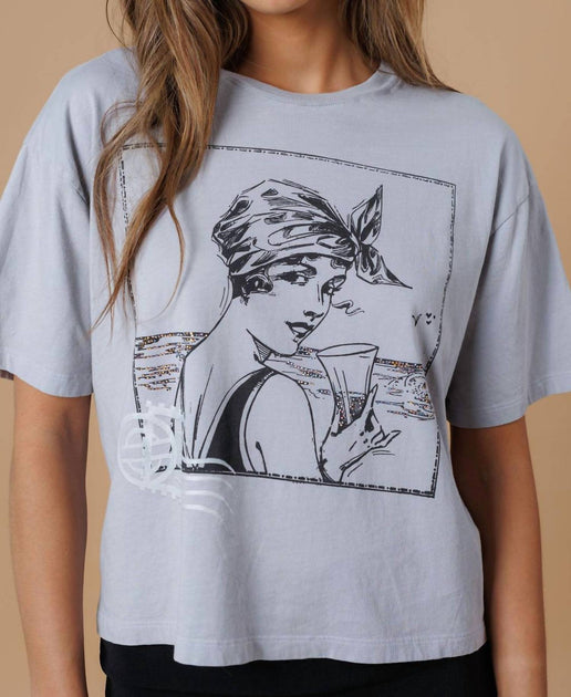 All Us Vintage Girl Boy Tee Grey X-Small 2