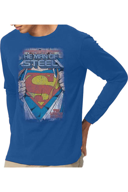 Gildan Superman Legendary Long Sleeve Tee Blue Medium 4