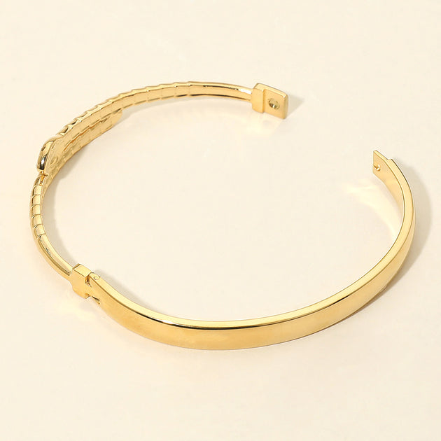 FASHNZFAB Snake Head Hinged Bangle Silver One Size 4