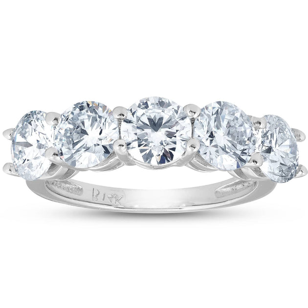 Pompeii3 EX3 Lab Grown Diamond Five Stone Ring White Gold US 6.5 2