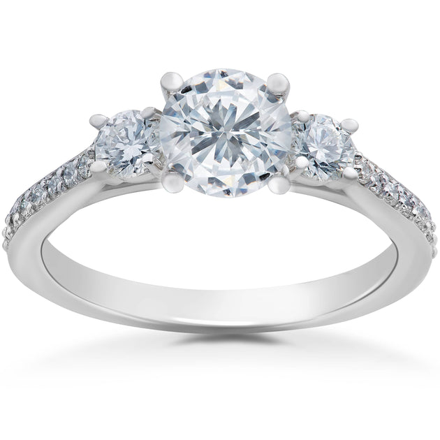 Pompeii3 3-Stone Lab Grown Diamond Ring White US 4 2