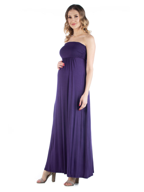 24seven Comfort Apparel Maternity Maxi Dress Multi XLarge 3