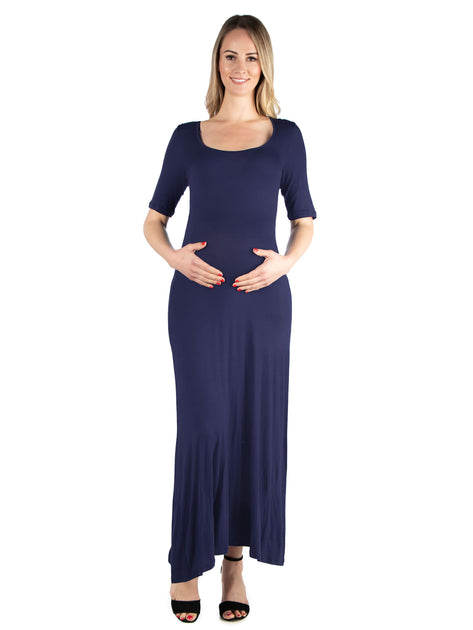 24seven Comfort Apparel Robe Longue de Maternité Rouge 3X 2