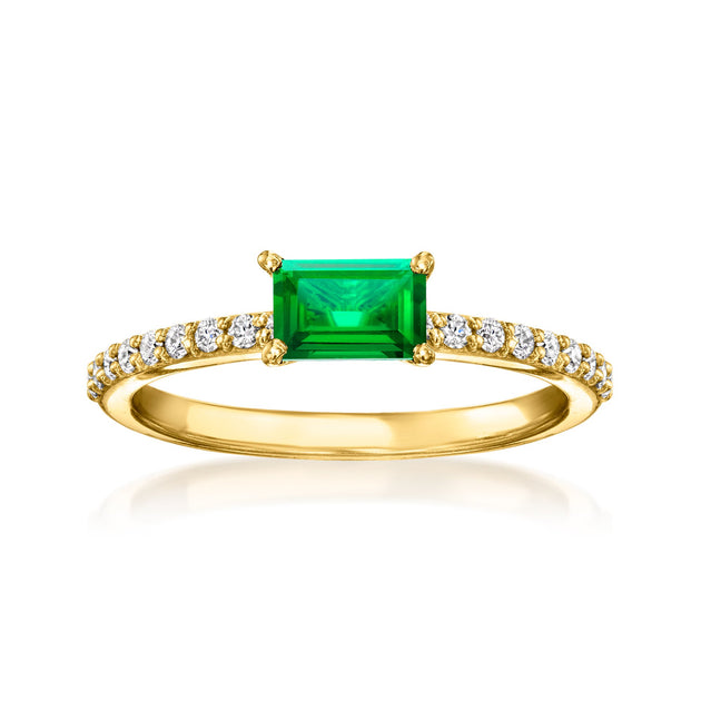 Ross-Simons Pure Lab-Grown Emerald and Diamond Ring Green US 5 2