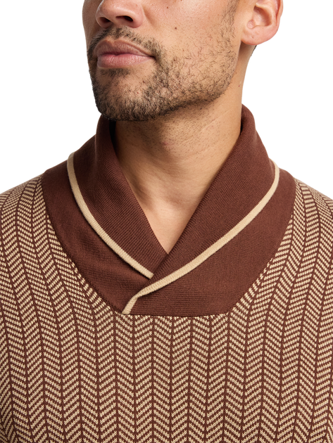 Paul Fredrick Shawl Collar Pullover Sweater Beige Medium 4