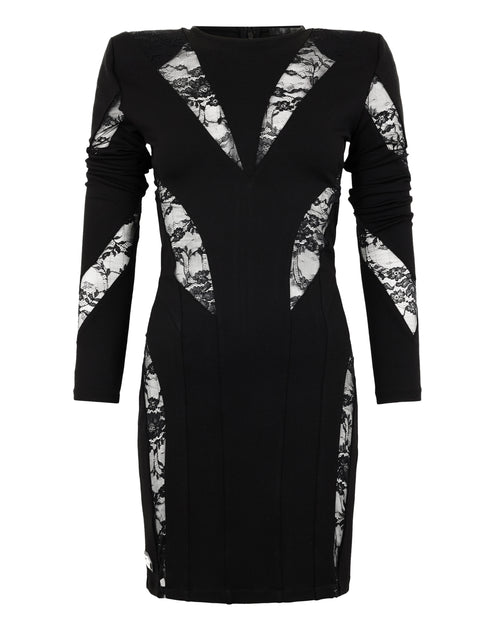 Philipp Plein Multicutting Mini Dress Lace Black Medium 2