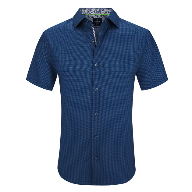 Tom Baine Slim Fit Short Sleeve Performance Stretch Button Down Blue XL 2