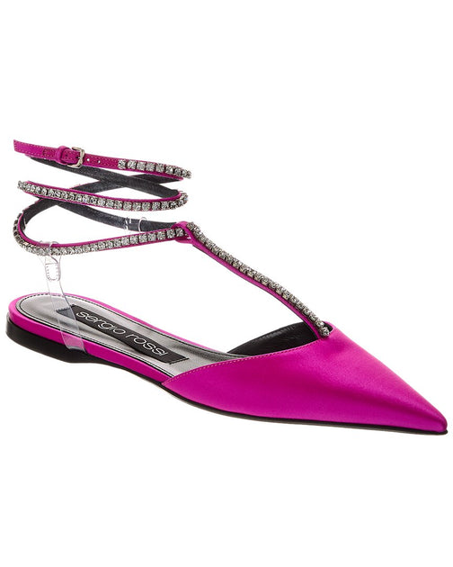 Sergio Rossi Ankle Strap Satin Flat Pink EU 36 2