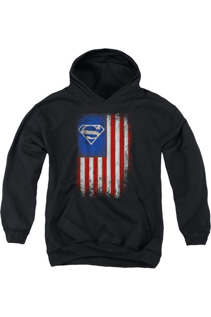 Gildan Superman Old Glory Shield Hooded Sweatshirt Black Small 2