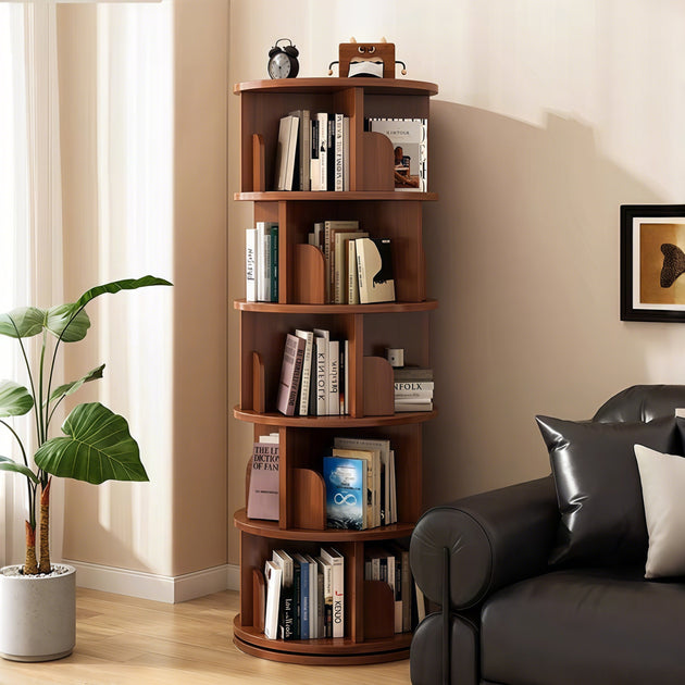Streamdale Rotating Bookshelf 5-Tier Walnut 3