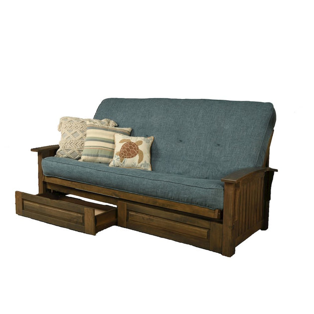 Canapé Lit Futon Kodiak Washington Rustic Walnut Linen Aqua 2