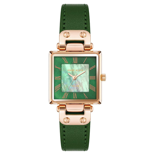 Anne Klein Classic Square Green 32mm Gold 3