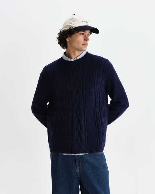 Wax London Textured Cable Knit Crewneck Sweater Black XSmall 3