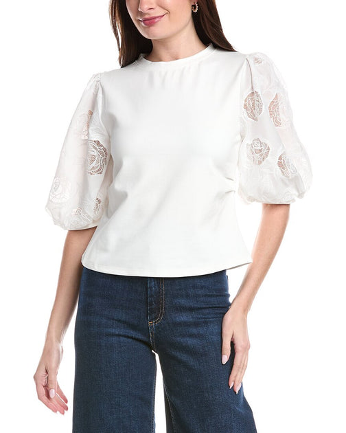 Gracia Puffed Sleeve Top White Medium 2