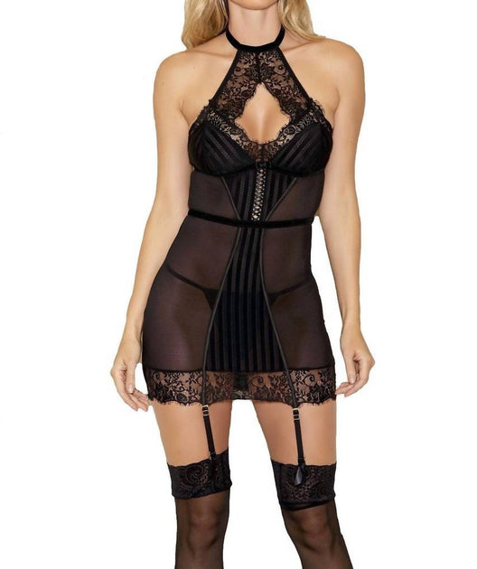 iCollection Halter Chemise Black 3X 2