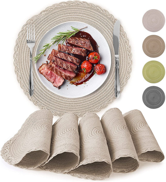 Zulay Kitchen Round Placemat Set of 6 2