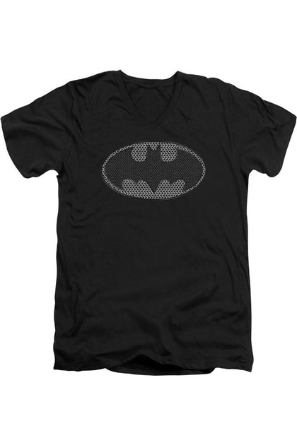 Gildan Batman Chainmail Shield V-Ausschnitt T-Shirt Schwarz Large 2