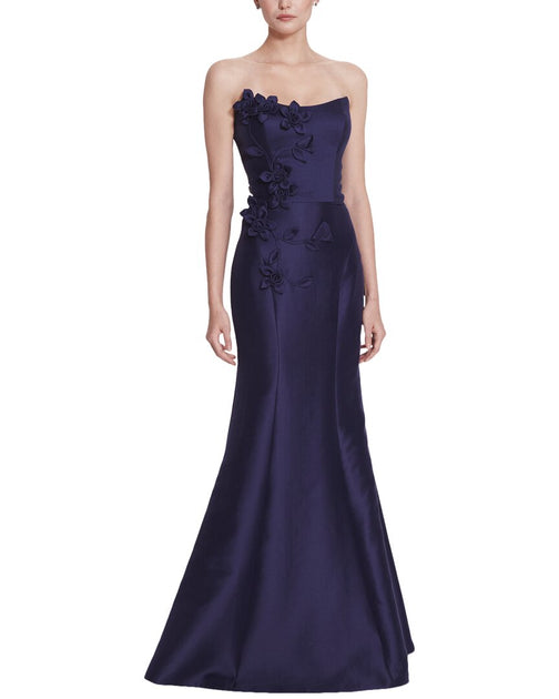 Marchesa Notte Seidenmischgewebe Abendkleid Marineblau US 14 2