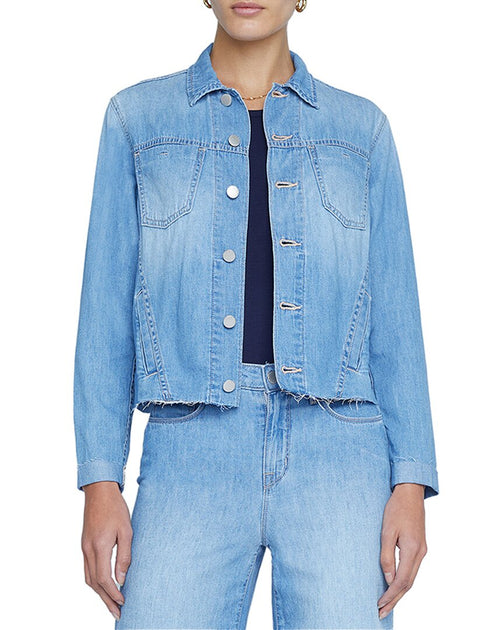 L'AGENCE Janelle Slim Raw Jacket Blue XLarge 2