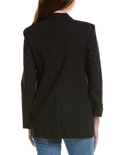 Theory Linen Rolled Sleeve Shawl Blazer Black US 00 3