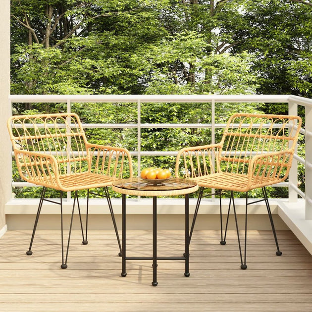 VidaXL 3 Piece Patio Dining Set Poly Rattan 4