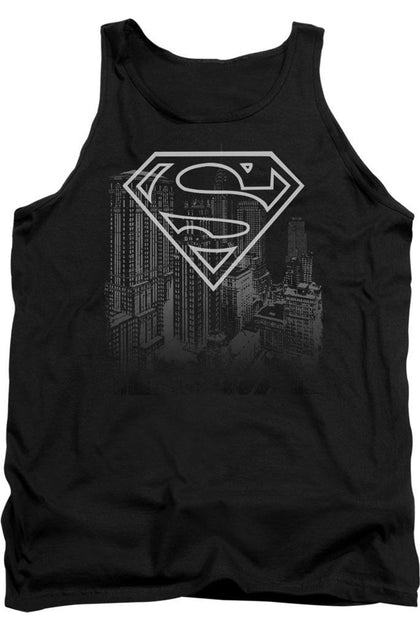 Gildan Superman Skyline Tank Top Black Large 2