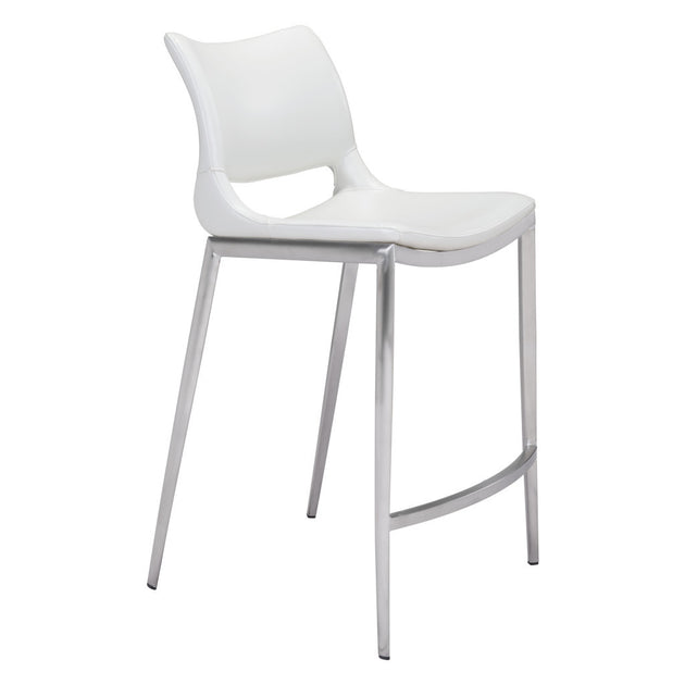 Hivvago Counter Height Bar Chair White Silver Set of 2 2