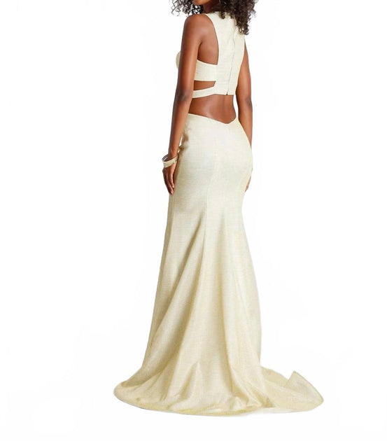 Clarisse Two Piece Maxi Dress Gold US 0 4
