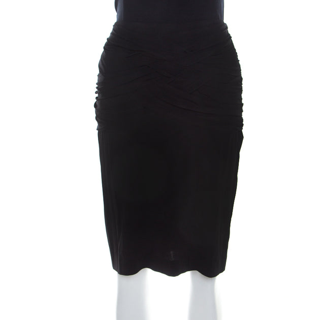 Escada Stretch Jersey Skirt Drape Detail Black Medium 2