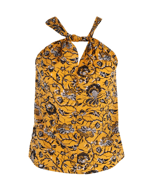 Isabel Marant Floral Print Halter Top Yellow EU 36 2