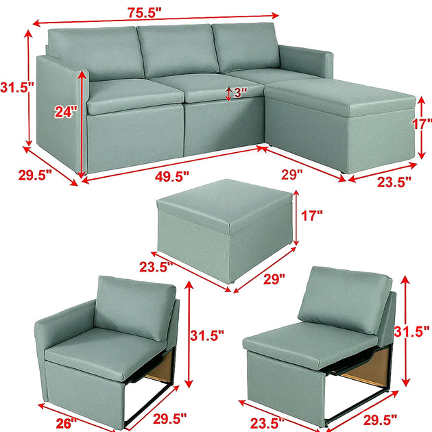 Hivvago L-Shaped Sectional Couch Green 4