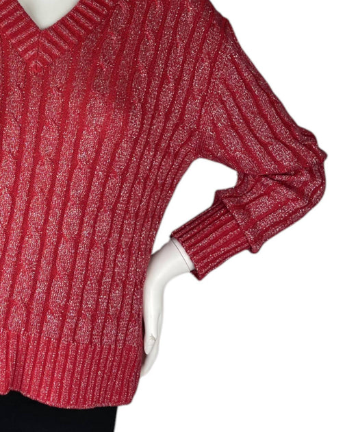 Alashan Cashmere Hazel V-Neck Sweater Red Large 4