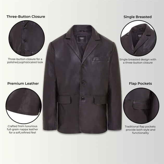Infinity Fauske Men Leather Blazer Black XXL 3